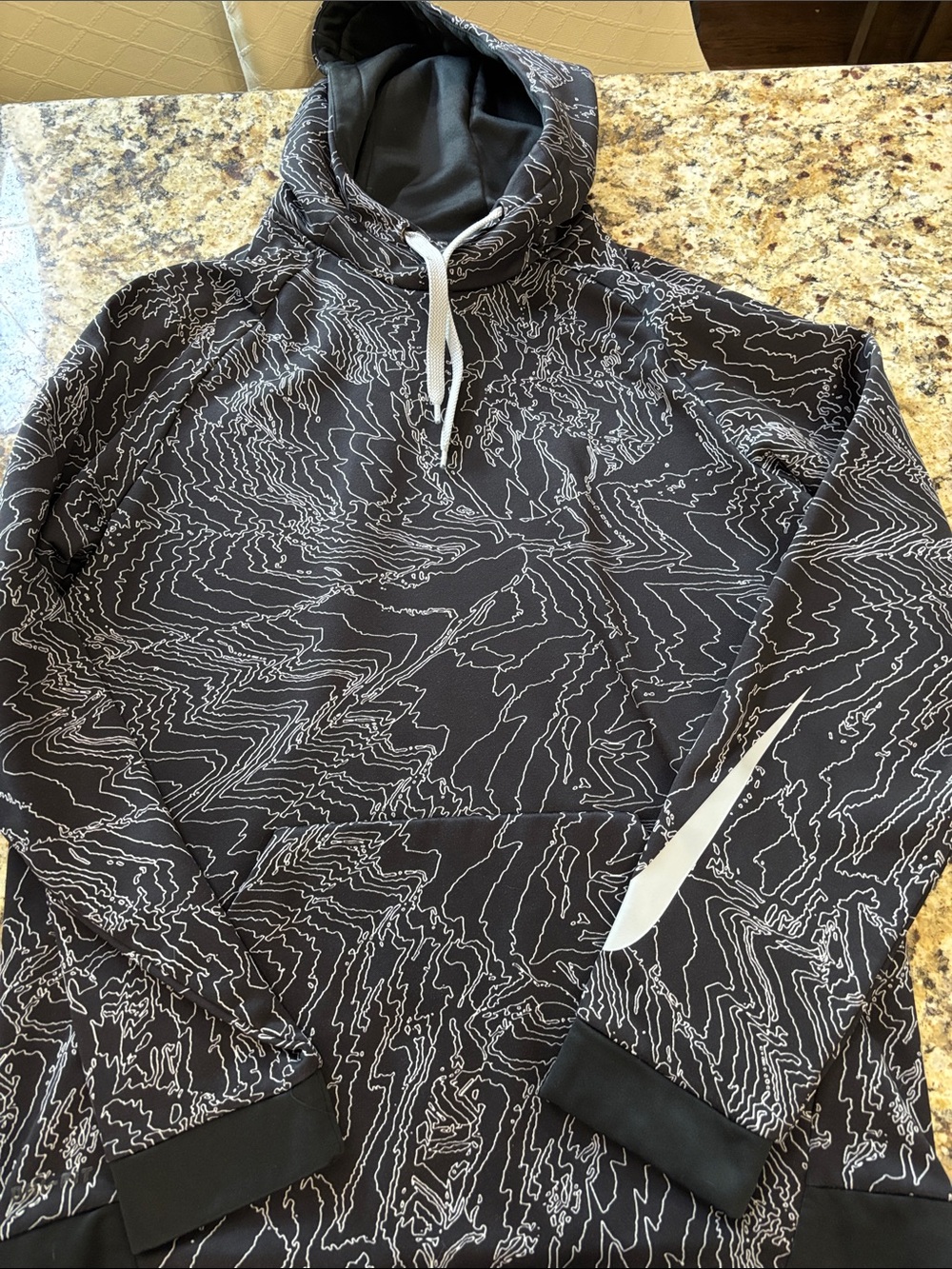 Nike Black Hooded Performance Jacket with White Line Design